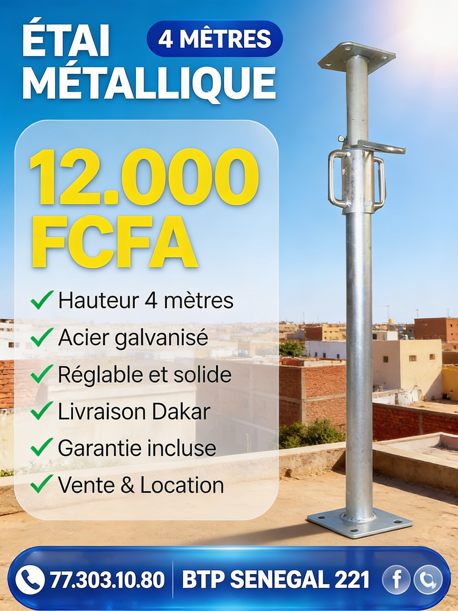 Étais Galvanisés 4m